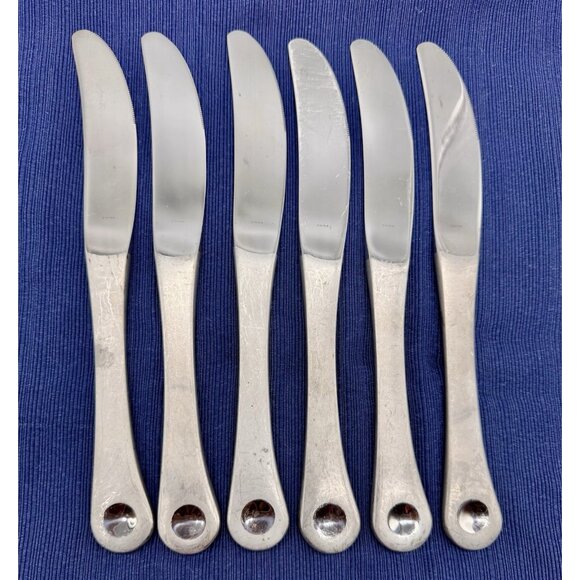 Robert Welch PENDULUM Dinner Knife Dot Stainless Satin 9.25 inch Lot of 6 - Picture 5 of 6